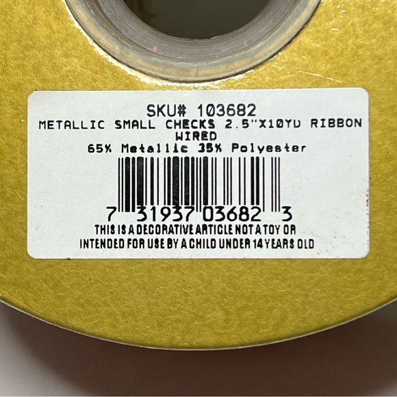 Designer’s Excellence Wired Ribbon Metallic Plaid 10 yards NEW Sealed - Picture 6 of 7